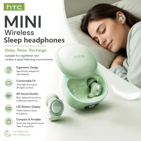 Htc Ne96 Wireless Bluetooth-compatible Earbuds, In Ear Earphones, Bluetooth-compatible 6.0, High Resolution Audio, Ai Noise Cancellation, Ipx5 Waterproof, Long Battery Life