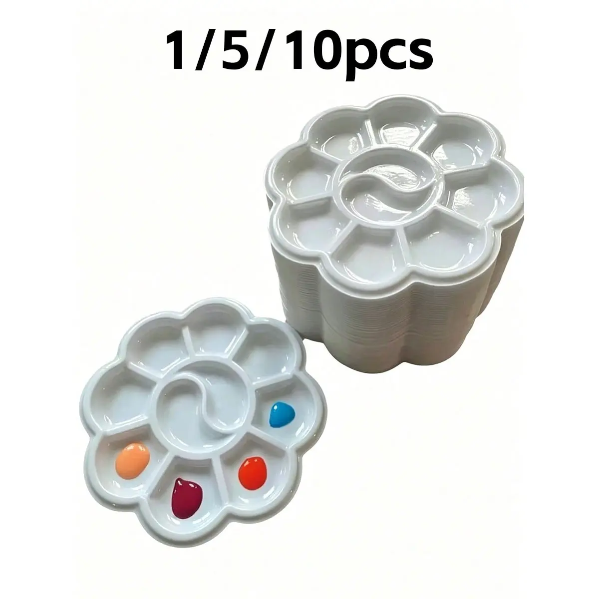 Mini Flower Shape Plastic Palette, Art Painting Tray for Watercolor, Acrylic, Oil Paint, 1/5/10 Pieces, Ideal for Artists