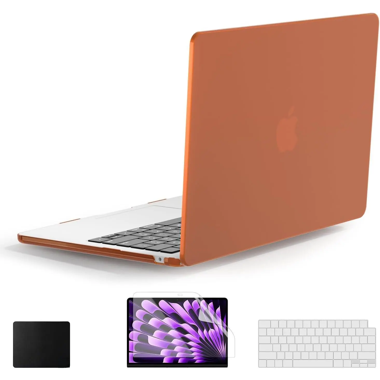 Matte Clear Hard Shell Case Bundle for MacBook Air 13.6 Inch of M4/M3/M2 Models A3240/A3113/A2681, Anti-Fingerprint Protective Cover with Keyboard Cover, Screen Protector &  Pad