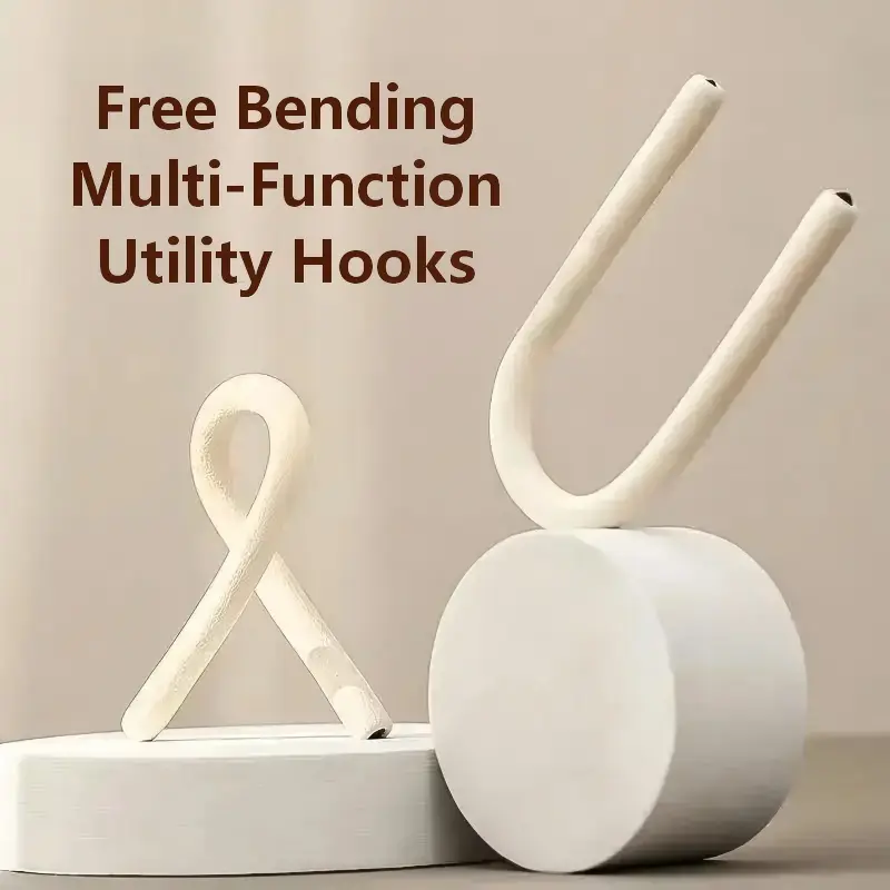 Multi-Function Utility Free Bending Hook, Fold-able Aluminium Load-bearing Hangers, Versatile as Wardrobe Hook, Desk Hook, Cable Tie, Phone Holder & Car Headrest Hook