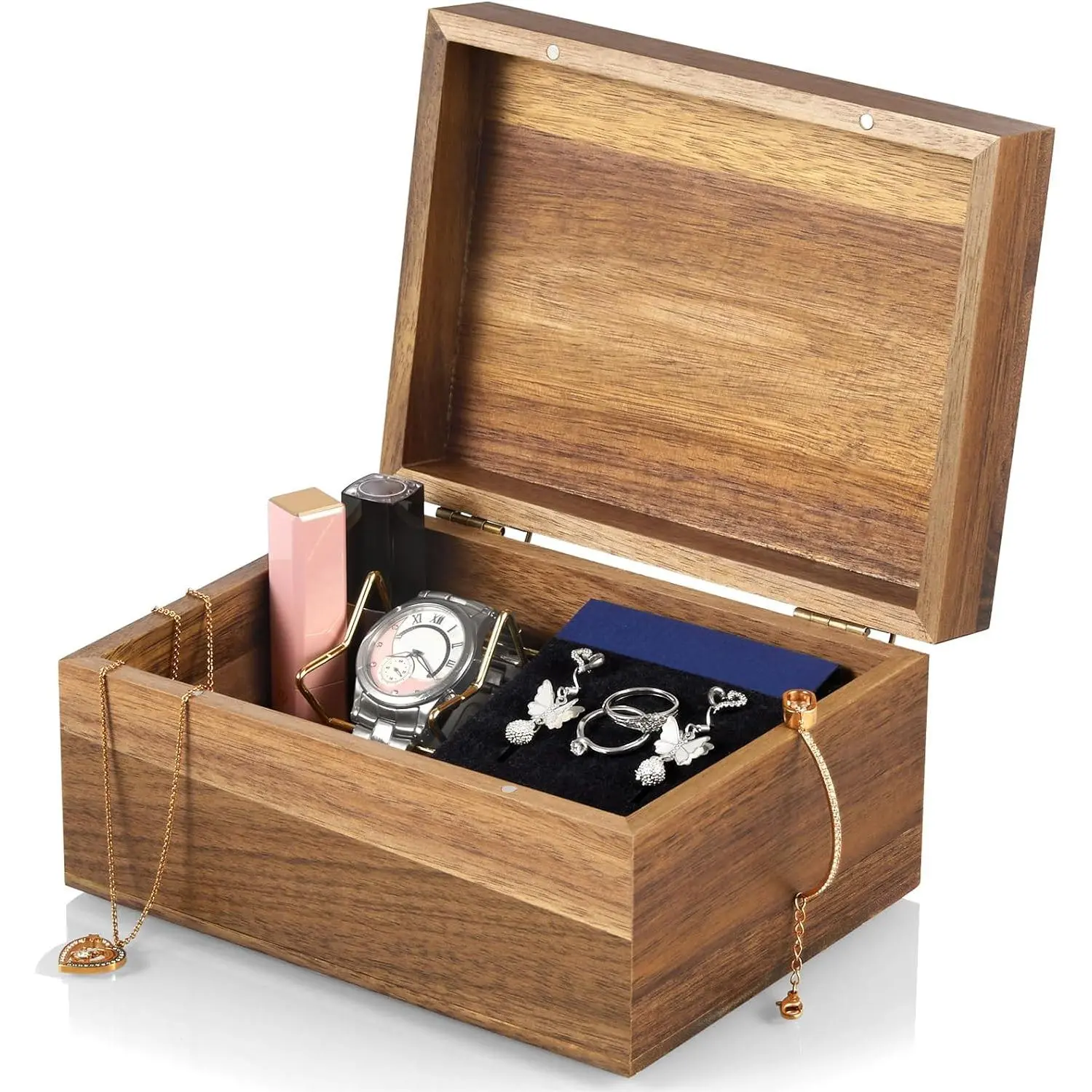 Box, Acacia  Memory Box with Hinged , Wooden  Box, Small Storage Box,3x5, 4x6 Decorative Card Box, Bridal Shower Gifts