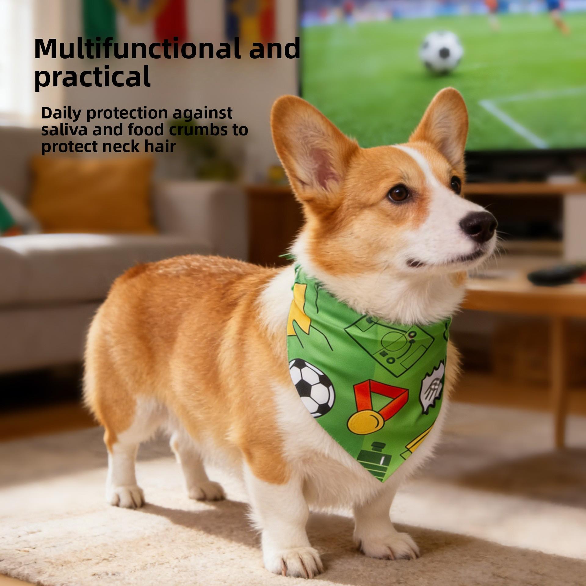 Popular pet products: World Cup themed football pet bandana, pet drool towel, pet accessories Gold Plated Custom Dog Collar metal chain necklace hair decoration hanger creative pet cat portable pu leather tag storage halloween secure buckle clothes shoes
