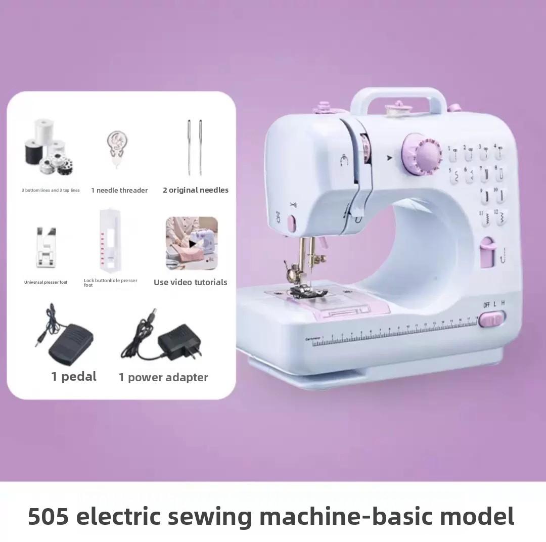 Mini Portable Household Sewing Machine Overlock Buttonhole Sew Through Thick Materials 12 Thread Overlock 505A