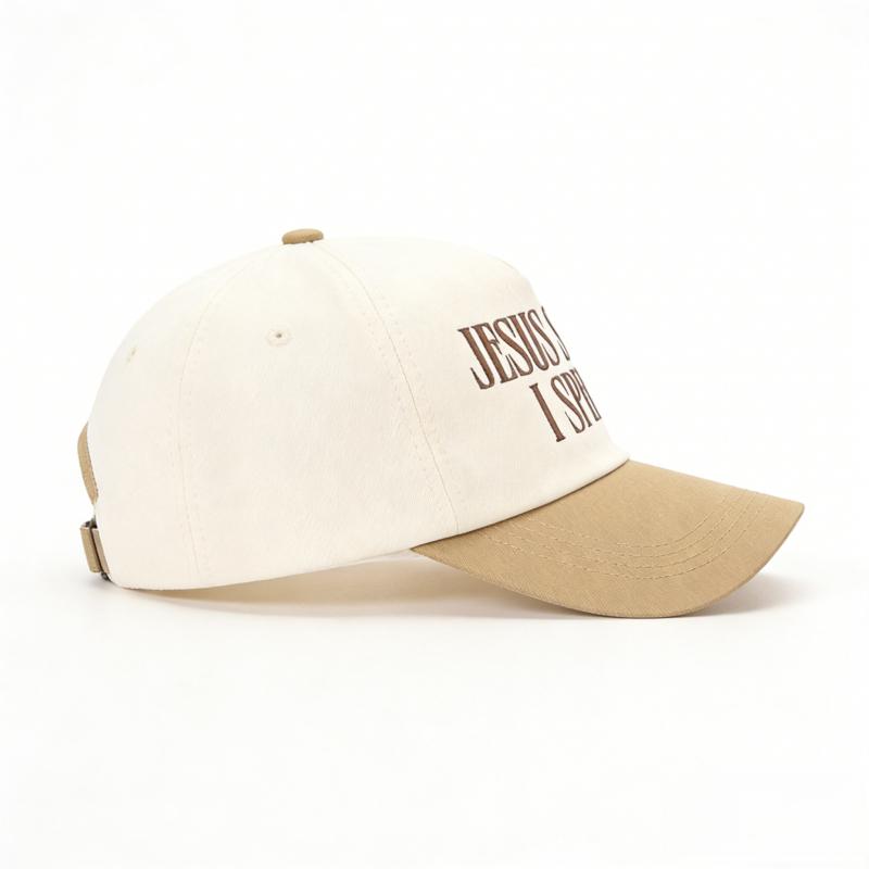 2026 trendy hat, featuring the embroidered "JESUS SAVES ISPEND" pattern, a baseball cap with a contrasting color design, adjustable and unisex unisex hat