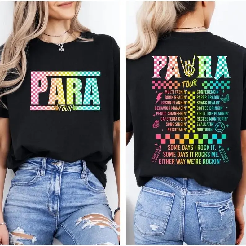 Men's Pure Cotton Funny Para Tour T-Shirt - Paraprofessional Teacher Aide School Staff Gift