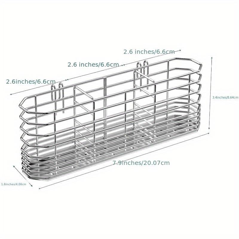 304 Stainless Steel Utensil Holder, Dish Drying Rack, Kitchen Utensil Organizer, Knife and Fork Draining Rack, Kitchen Drainage Basket Accessories, with Hooks, Rustproof, Color-Silvery