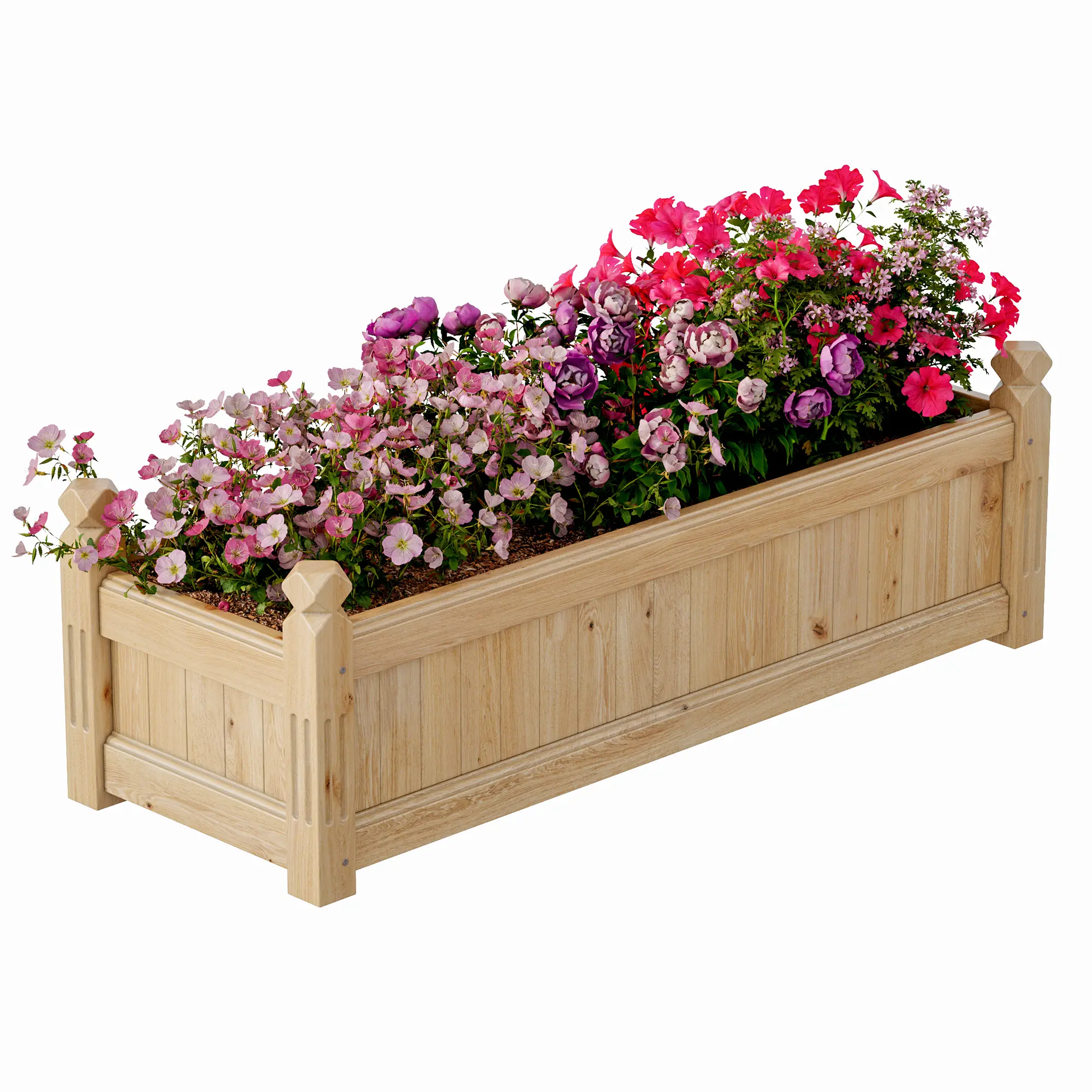 Raised Garden Bed Planter Box, Spacious Rectangular Fir Wood Planting Bed for Vegetables, Herbs & Flowers, Outdoor Patio/Balcony/Backyard Garden Container, Easy Assembly
