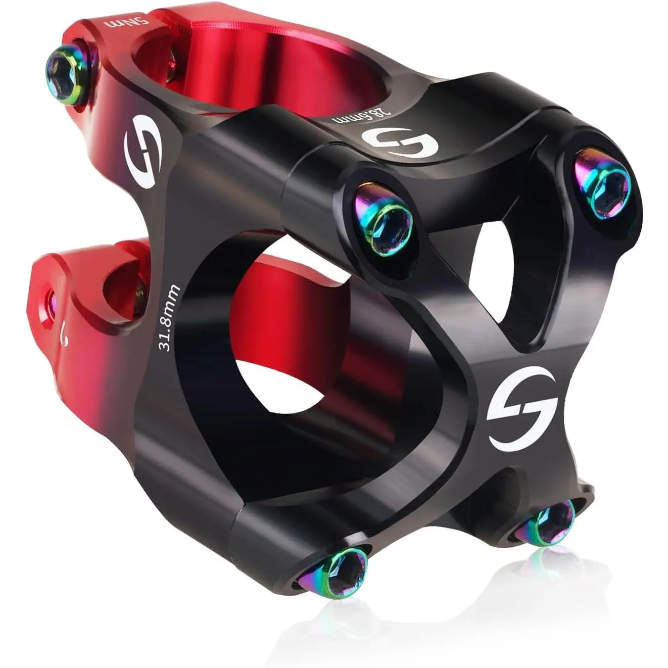 CNC Machined 6061-T6 Alloy MTB Stem, 35mm Short Length, 31.8mm Clamp Diameter, 2-Tone Anodized Finish, Anti-Slip Design, Compatible with MTB/Road Bikes