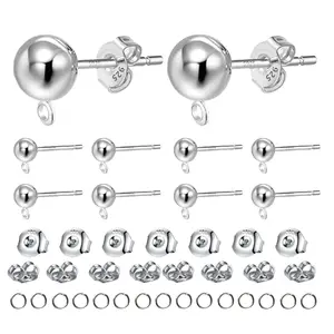 925 silver earrings (20 pieces), earring sizes 4 mm and 6 mm, 850 earring posts, 4×4 mm earring posts, DIY earring making supplies, hypoallergenic earrings, beautiful jewelry set, Earring Stacking Set
