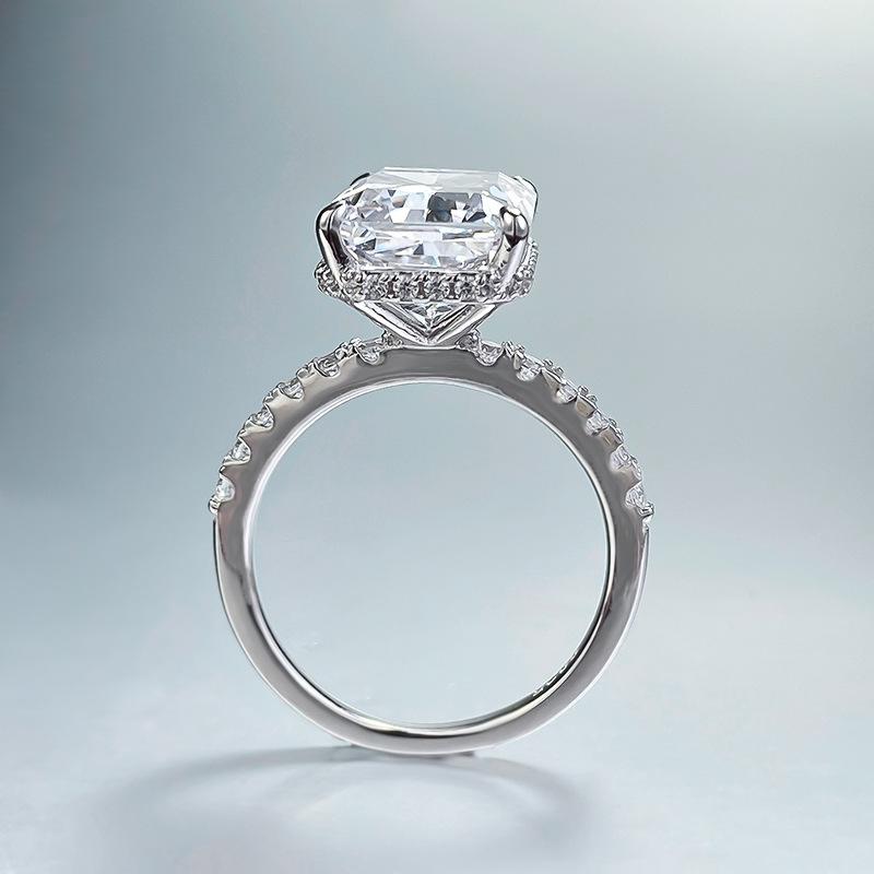 S925 Sterling Silver Ice Flower cut rectangular ring 9*13mm 8A cubic zirconia ring fashion jewelry accessory woman girl promise ring-155(20%)