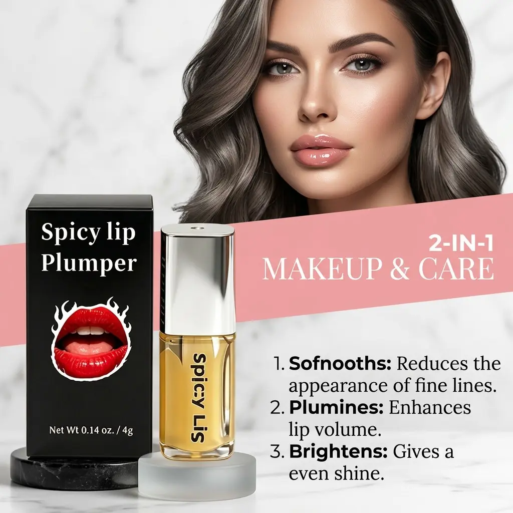 Spicy Lip Plumper — Fuller-Looking Lip Plumper Gloss, Non-Sticky, High-Shine Finish