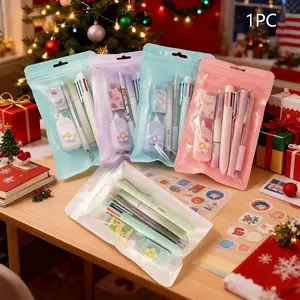 This 6-piece stationery set, including gel pens, erasers, six-color ballpoint pens and multi-functional writing tools, is the perfect office and study supplies and is suitable as a birthday and festival gift