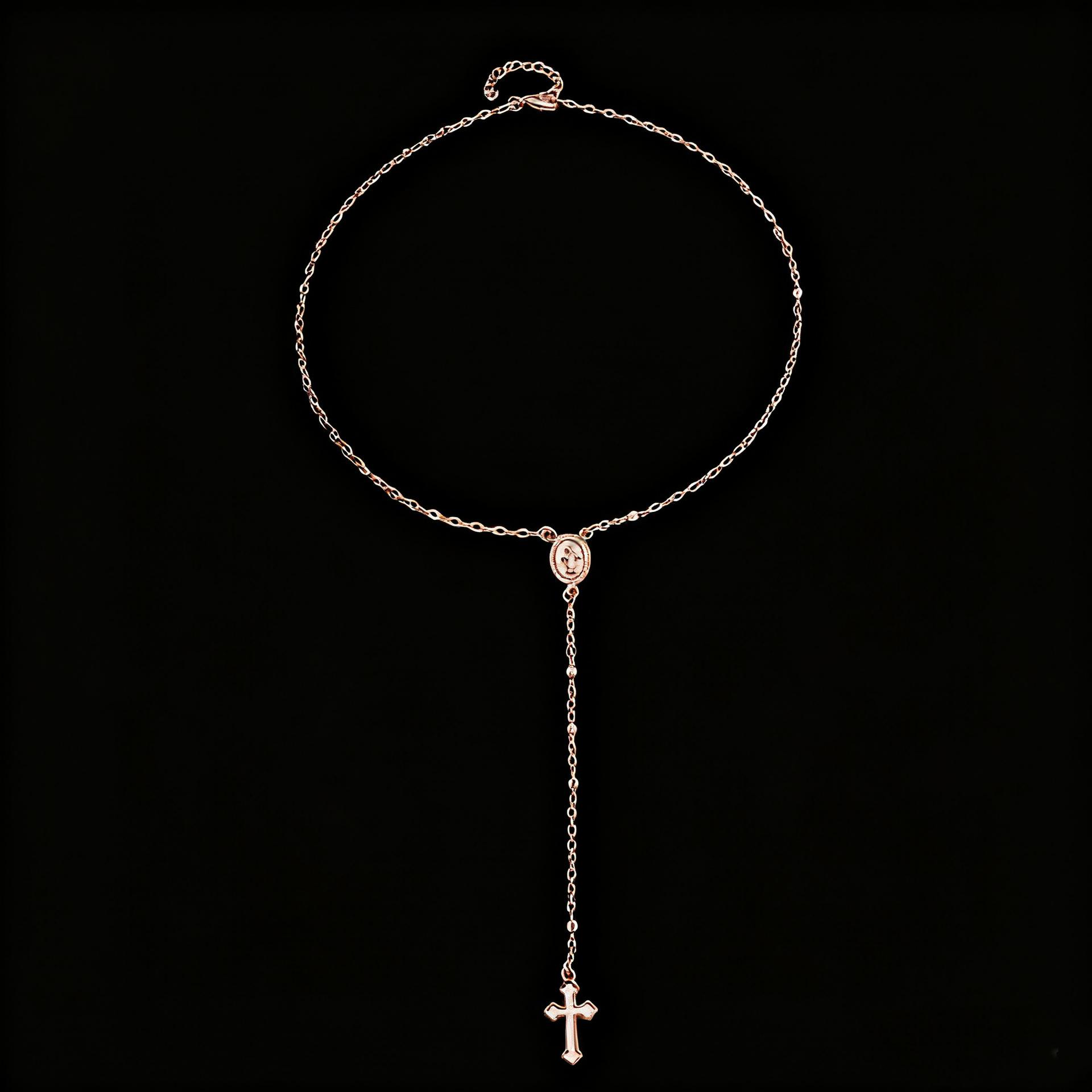 Gold Virgin Mary Necklace with Cross Dainty Y Chain Faith Jewelry Gift For Women Elegant Design Long Versatile Use