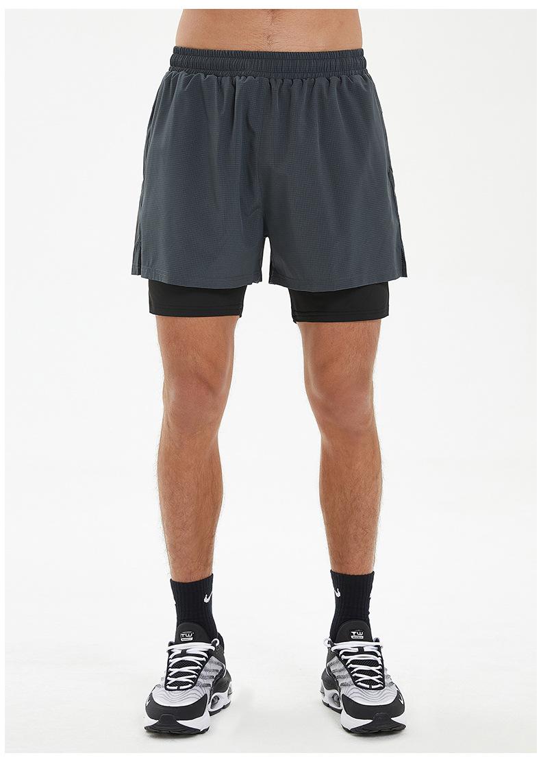 2026 New Fake Two-Piece Men's Fitness Shorts, Quick-Dry Anti-Embarrassment Swim Trunks for Beach & Running