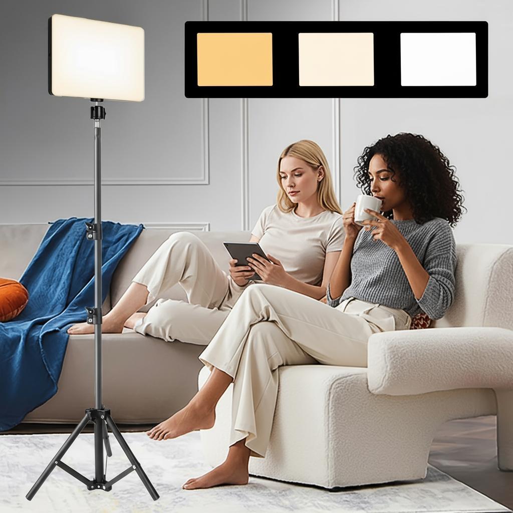 LED Video Light Kit With Adjustable 43.3" Tripod Stand - USB-Powered Ring Light For Content Creation/March Madness/Spring Break - Non-Waterproof & Battery-Free Design - Creator Essential SuperBowl / International Women's Day