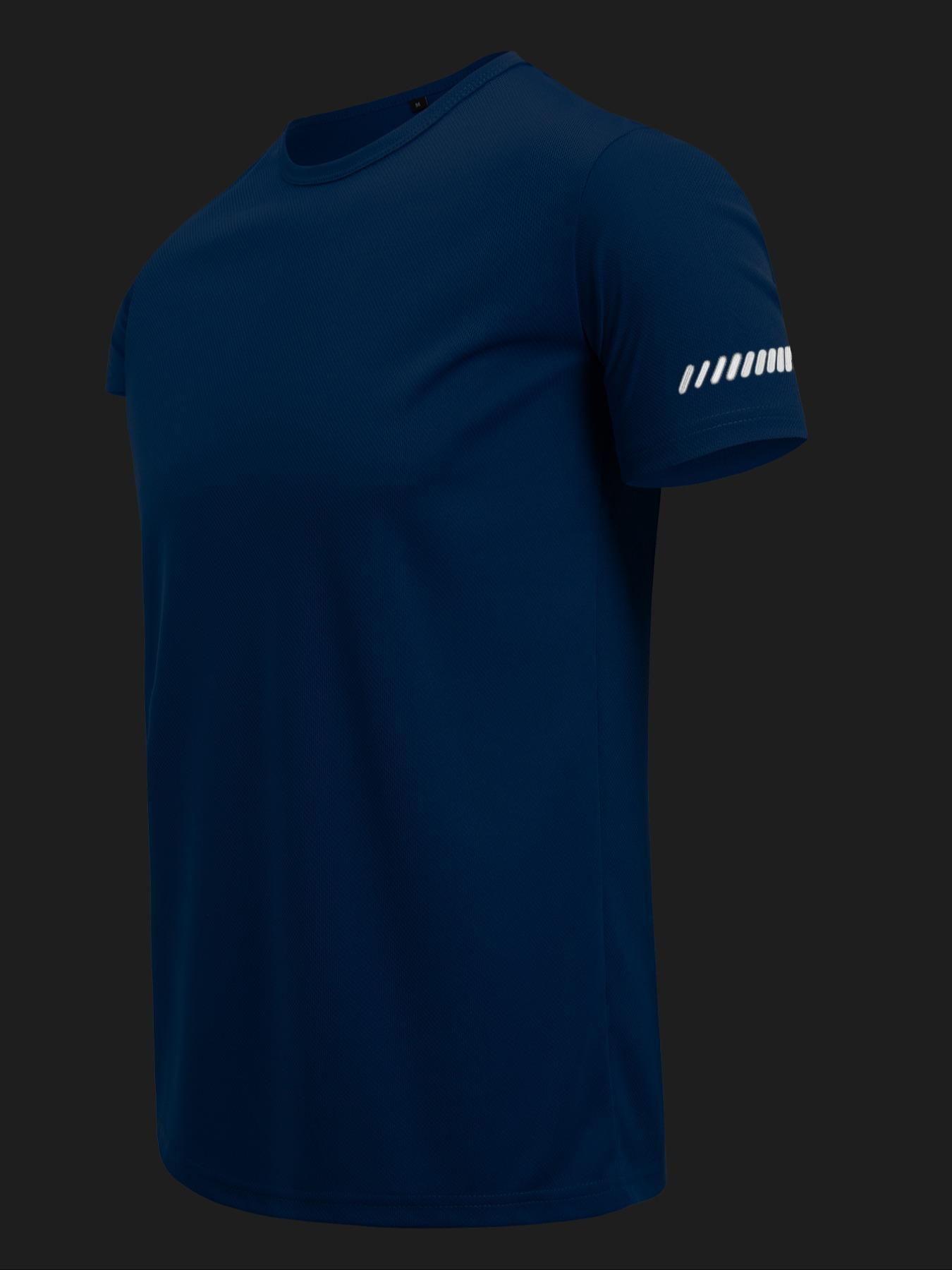 Men's Short Sleeve Sports Tee, Breathable Quick Drying Round Neck T-shirt, Casual Sporty Top for Gym Workout Running Cycling Fishing Activewear