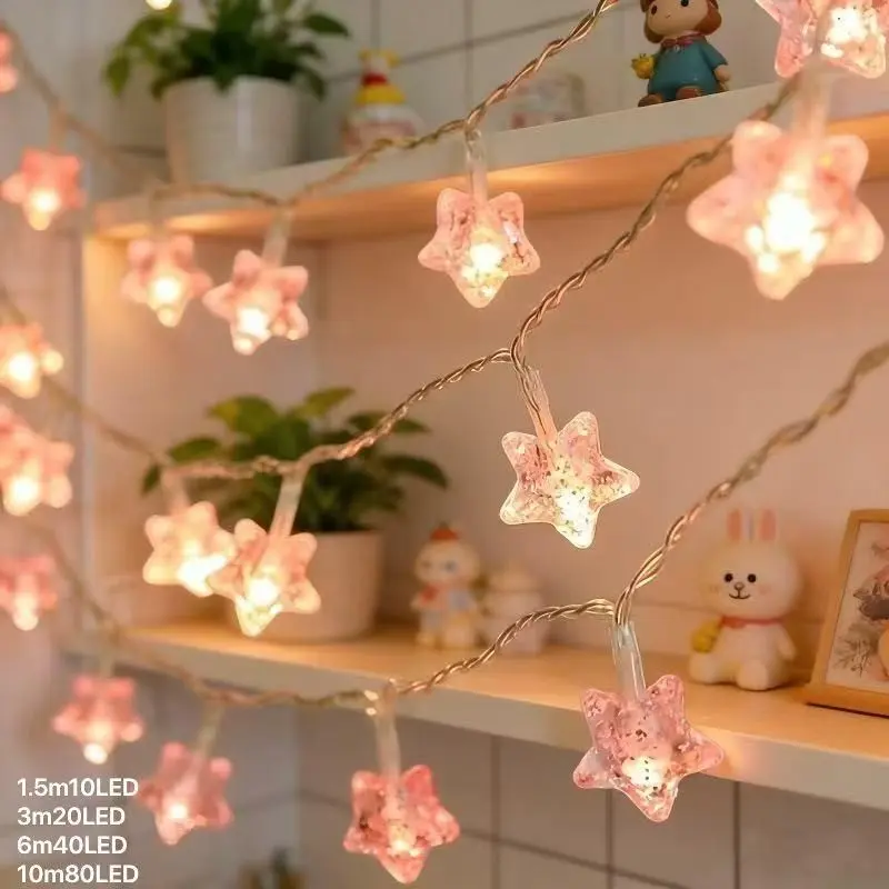 1 String LED Star Fairy Light, Flashing Stars, Bedroom Party Wedding Ramadan Valentine Halloween Christmas Decorations