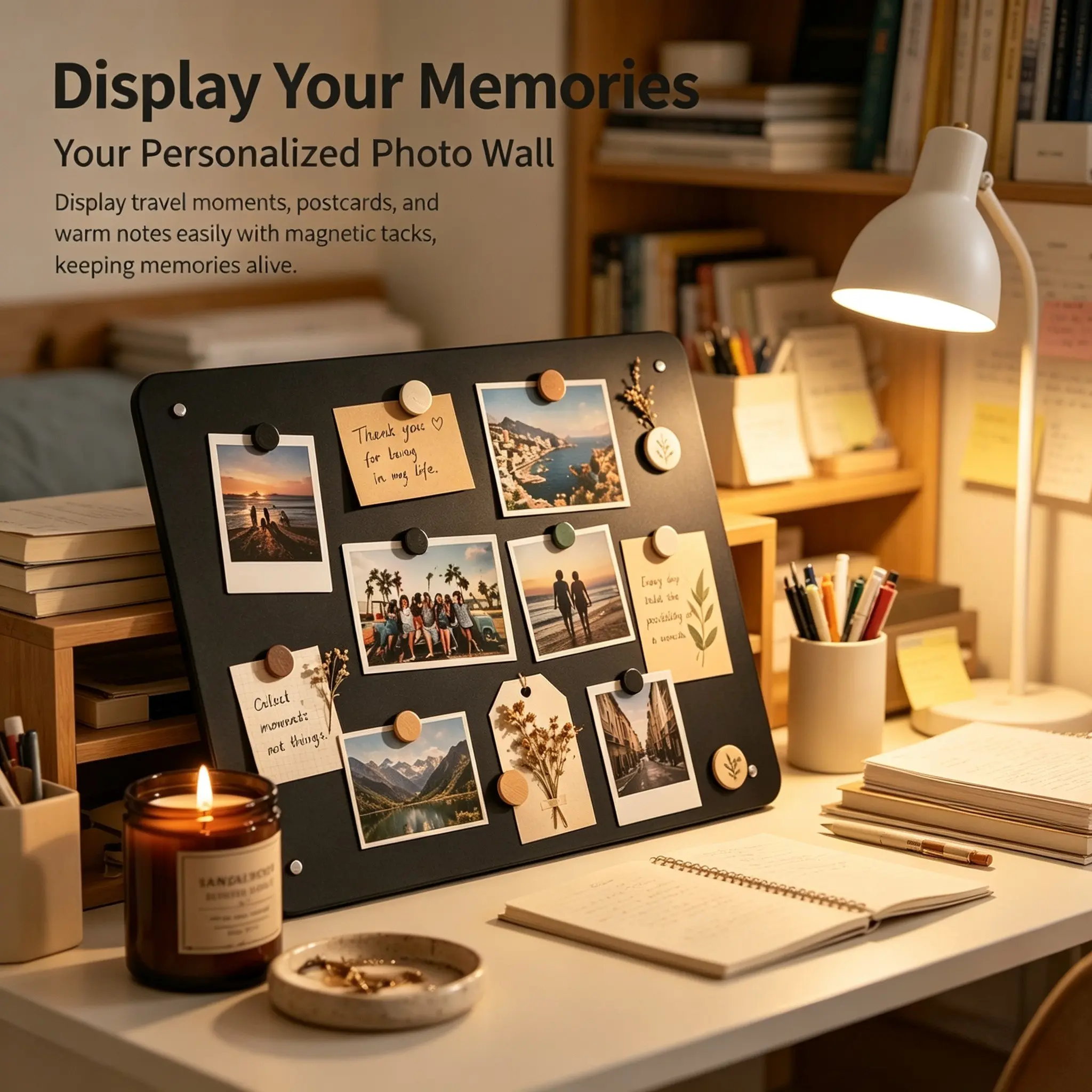 1 PC Portable Magnetic Blackboard Memo Board, Detachable Metal Legs Dual Function Organizer, Desk Planning Learning Schedule, Postcards Magnetic Tacks Memories Travel Moments