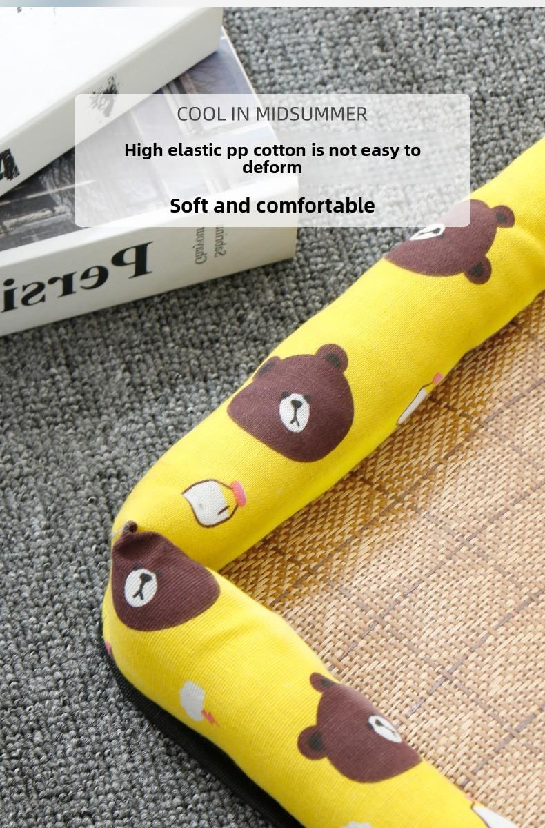 SoPets Cooling Pet Bed Mat for Summer Breathable Hemp Dog Bed with Non Slip Bottom Square Dog Crate Pad for All Seasons Indoor Outdoor Use