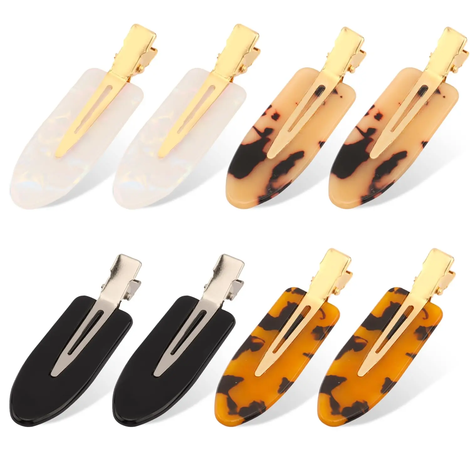 Creaseless Hair Clips No Crease No Bend Hair Clips for Styling Sectioning Makeup Salon Bangs Flat Hair Pins  Duckbill Barrettes for Women Girls 8 count White Black Tortoise Shell