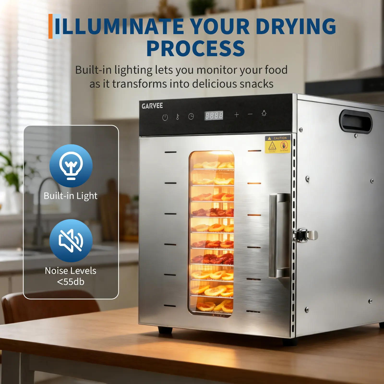 800W Commercial Food Dehydrator, 12 Stainless Steel Trays – Digital Adjustable Timer & Temperature for Jerky, Fruit, Beef, Veg & Dog Treats