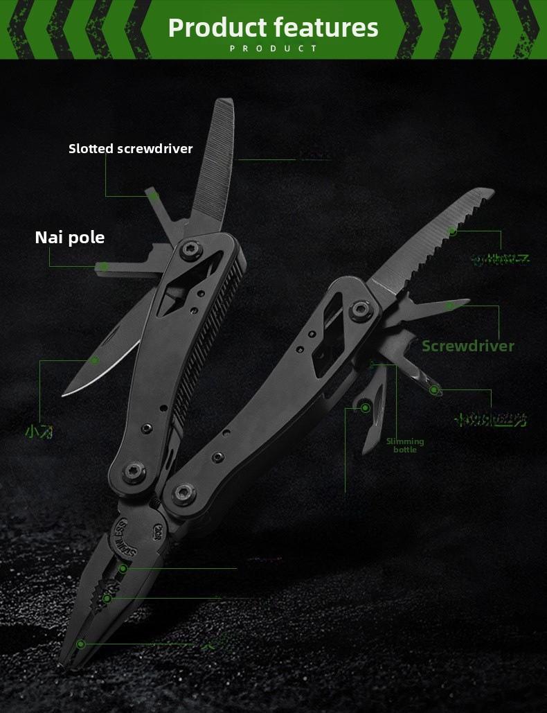 Multi - Function Stainless Steel Black Oxide Folding Pliers Screwdriver Set Telescopic Outdoor Emergency Tool