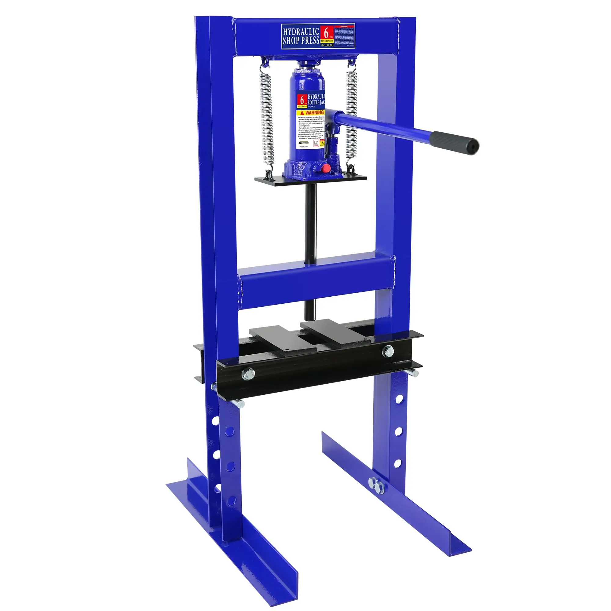 6-Ton H-Frame Hydraulic Shop Press, Heavy-Duty Floor Garage Press - Adjustable Press Plates - Includes Stamping Plates - Bearing/Gear Removal & Bending Tool