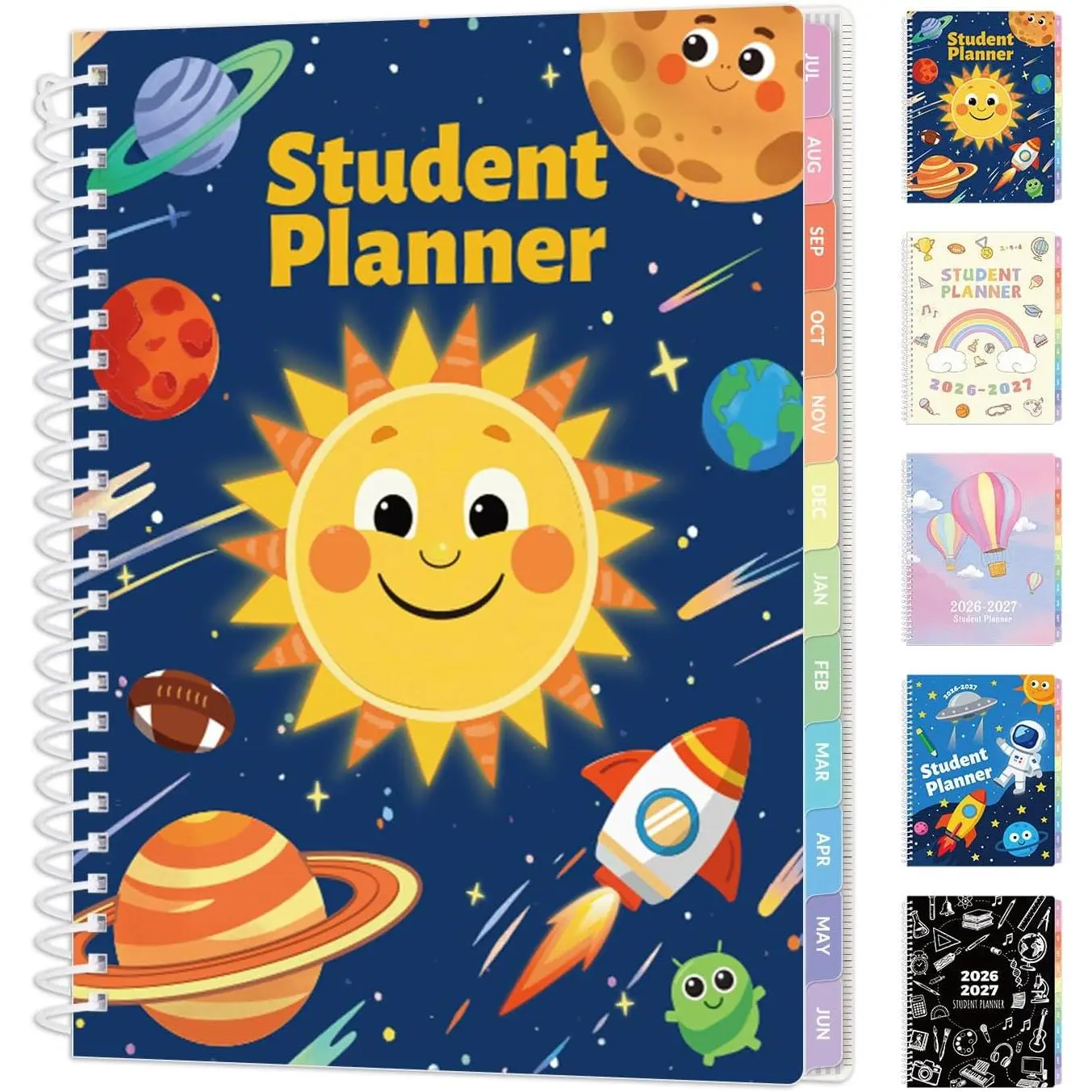 Elementary Student Planner 2026-2027, Dated Academic Year Jul. 2026 - Jun. 2027, 6.5"×8.3" School Planner for , Datebooks Weekly & Monthly Plan Book with Bookmark/Monthly Tabs, Solar System