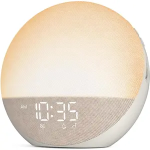 Natural Wake Up Light - Dimmable Clock with Bluetooth Speaker  Bedroom - 25 Sleep Sounds  Baby Adults Kids Putty