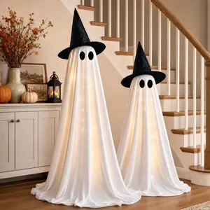 Halloween Indoor Decoration, Glowing Ghost, Easy Assembly, Adjustable Height, Creepy Halloween Party Atmosphere, Porch, Courtyard, Fireplace Shelf