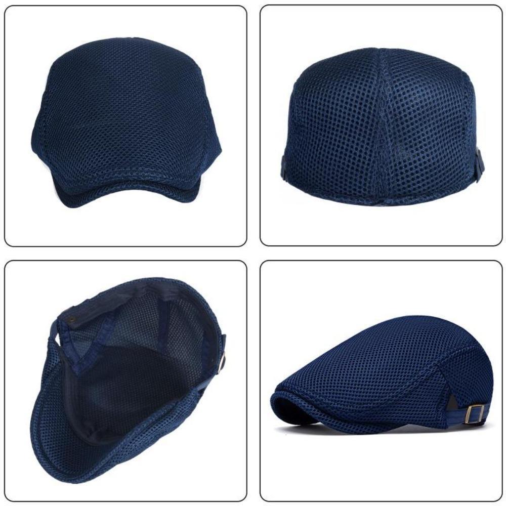 BIGWIG Men's Breathable Mesh Summer Adjustable Flat Cap, Newsboy Cap, Beret, Ivy Cap, Irish Driver Cap & Fishing Hat, Vintage Large Capacity Messenger Bag with Playing Card Fedora Hat Style