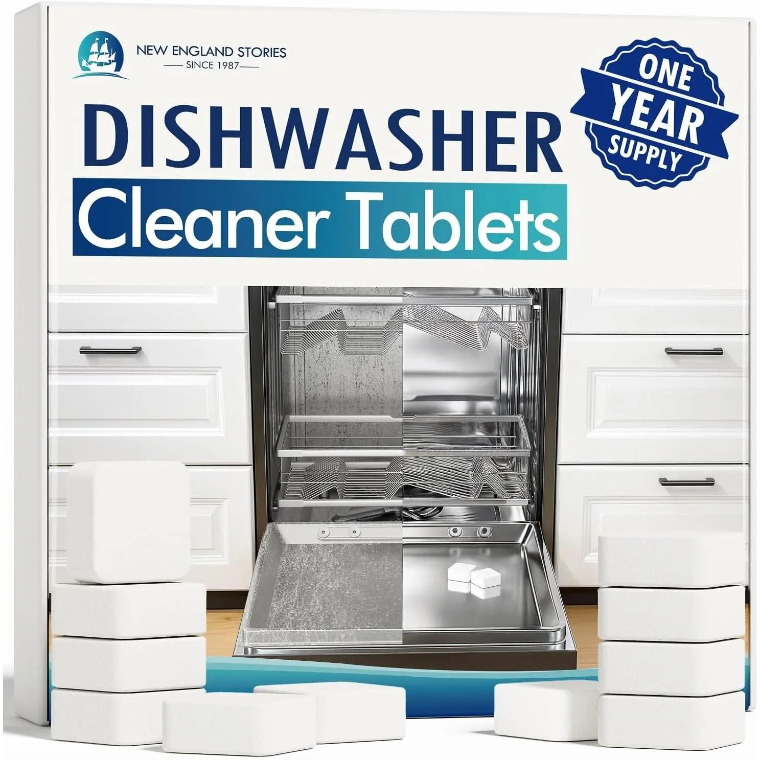 Deep Cleaning Dishwasher Cleaner Tablets - 24 Pack Household Items, 1-Year Supply Descaler & Deodorizer Pods, Fragrance-Free, Septic Safe, Removes Limescale, Grease, Odors
