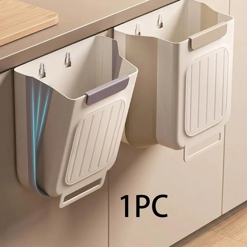 Foldable Hanging Kitchen Trash Can, Compact Countertop Bin, Countertop Rubbish Bin, 11L Capacity, Bathroom Accessory, Garbage Can For Bathroom, Home Organizer, Space-Saving Design
