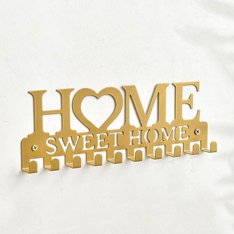 Home Shaped Wall Hook, Creative Keychain Organizer, Fashionable Iron Key Hook, Wall Mounted Key Holder for Bedroom Living Room Porch, Decor