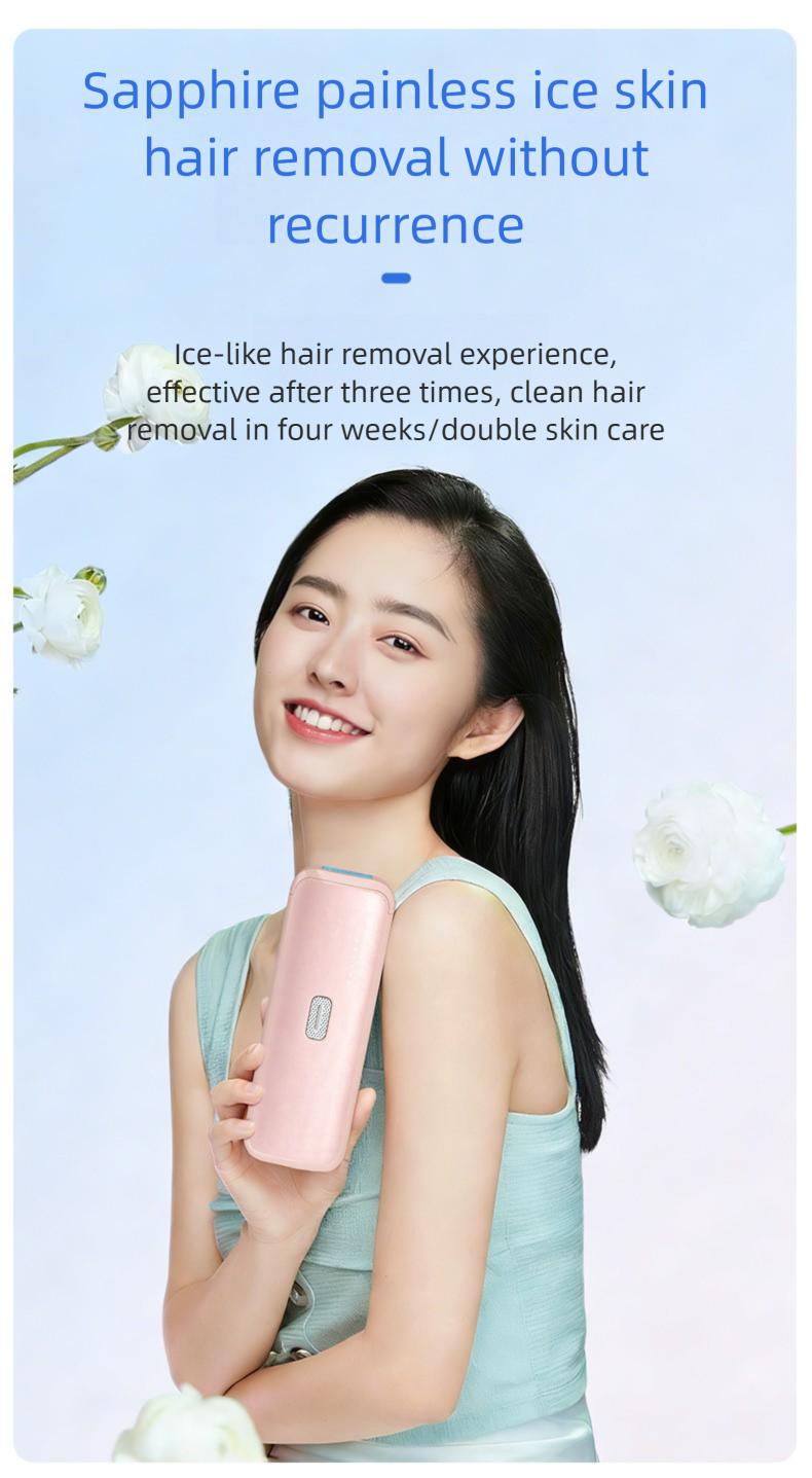 IPL Laser Hair Removal Device with Sapphire Ice-Cooling Technology for Women & Men, Painless & Long-Lasting Hair Remover for Full Body Use at Home, Safe on Face, Bikini Line, Armpits