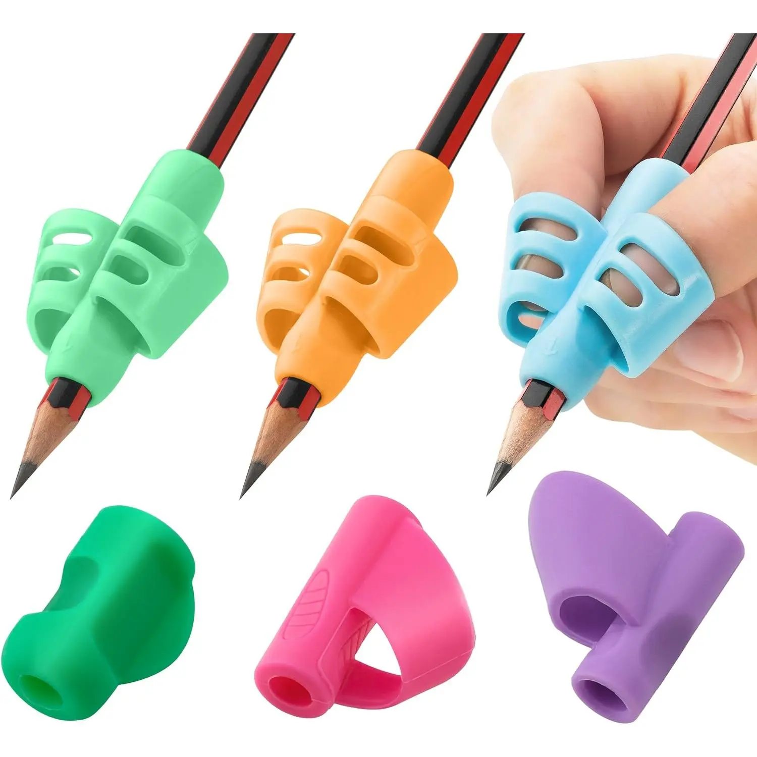 Pencil Grips for  Handwriting,  2-5, , 6 Pack |  Tripod Grip Trainer, Occupational  & Dysgraphia, Writing Tools, Left & Right Handed, , Homeschool