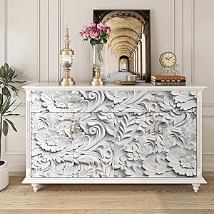 White 3D Floral Wallpaper Peel and Stick Embossed Flower Peel and Stick Wallpaper for Bedroom Ceiling Waterproof Removable White Contact Paper for Cabinets 17.5"x118"