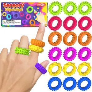 Silicone Sensory Ring Set, Stress Relief Silicone Rings, Quiet Texture, Improves Adhd and Mood, Perfect Classroom Prize, Kids and Adults Gift
