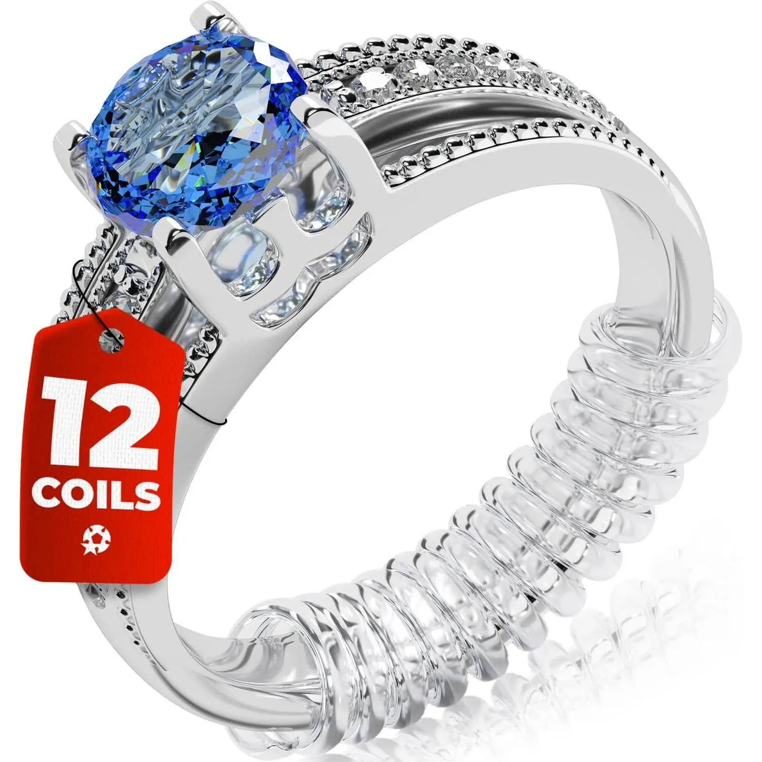 Ring Sizer Adjuster for Loose Rings - 12 Pack, Guards, Spacers & Tighteners, Fits Bands Up to 6mm, Reduces Size by 0.-1., Invisible Design for Women & Men by