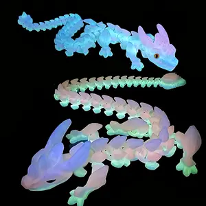Glow-in-the-Dark 2/4pcs 3D Printed Multi-Joint Poseable Battle Action Figure, 11.81in Luminous Crystal Ornament Collectible, Random Eye Colors, Durable Plastic Toy, Glow-In-The-Dark 2Pcs