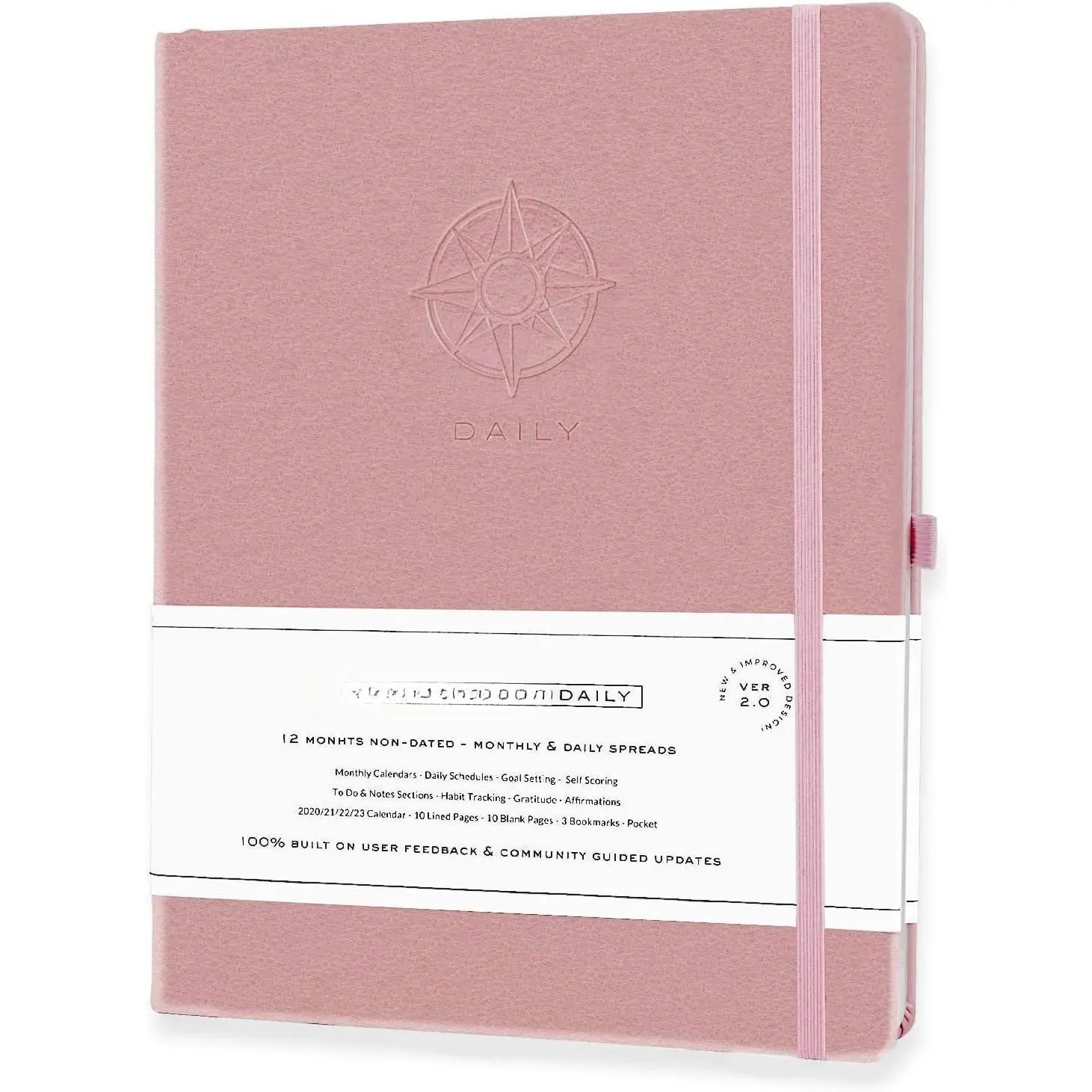 Daily  2024 - Undated A4 Large  - Weekly Monthly Daily Journal  to Achieve Goals, Full Focus & Productivity, Time Management & Happiness - Hardcover, Leather