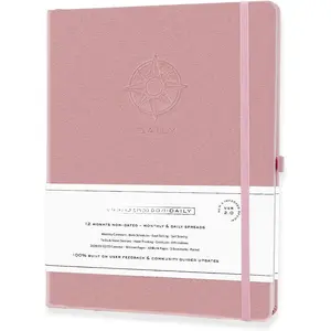 Daily  2024 - Undated A4 Large  - Weekly Monthly Daily Journal  to Achieve Goals, Full Focus & Productivity, Time Management & Happiness - Hardcover, Leather