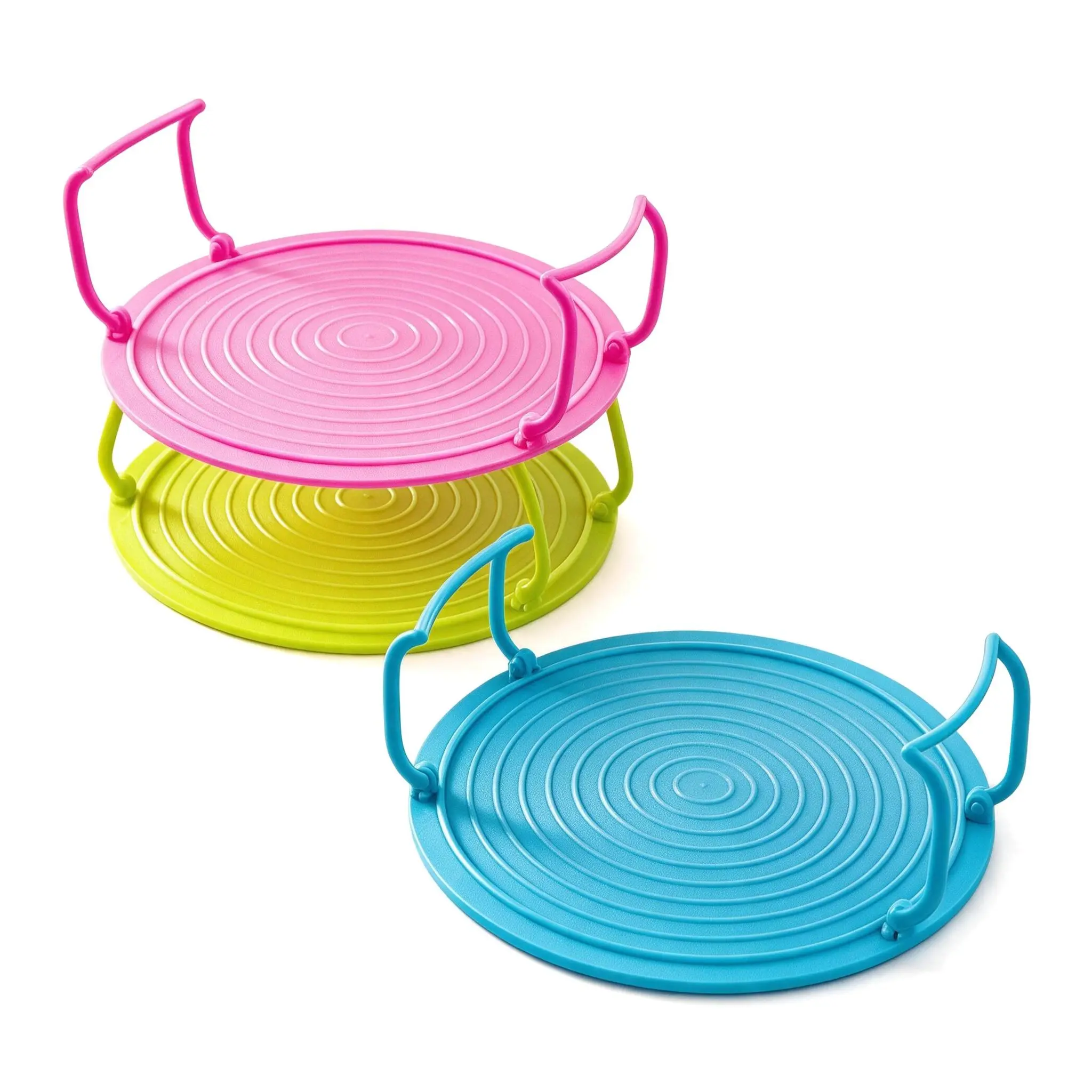 Microwave Plate Stacker 2 Tier Heating Rack, Foldable Handle Microwave Safe Layer Tray, Heat 2 Plates At Once, Space Saving Kitchen Gadget for Home Meal Reheating, BPA Free Multi-purpose Microwave Oven Accessory