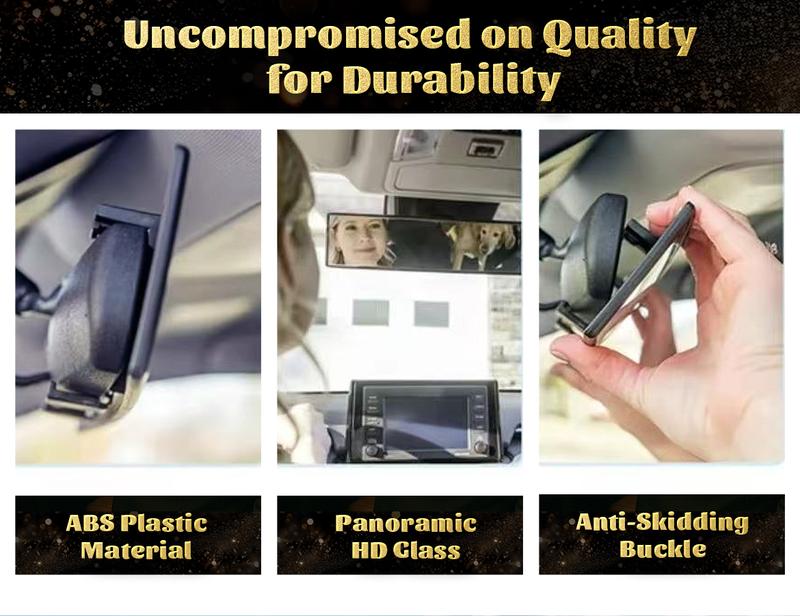 11.81" Panoramic Convex Rearview Mirror |   Interior Clip-On Wide Angle for Effective Blind Spot Reduction |   HD Visibility, Universal Fit for Car/SUV/Trucks