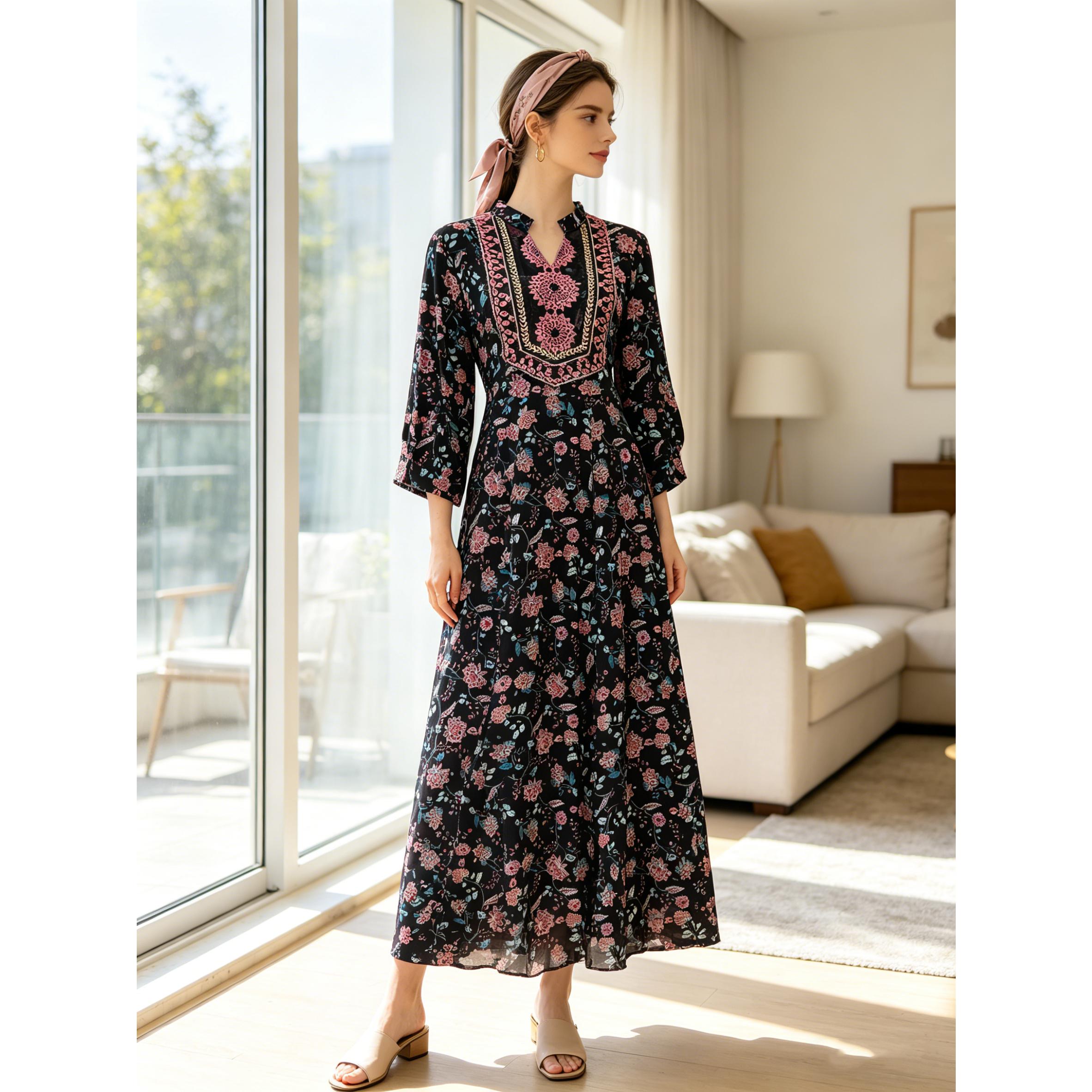 Boho Floral Embroidery Maxi Dress Elegant V-Neck Flowy Gown | Size Inclusive S-4XL Oversize | Perfect for Vacation, Church, Family Photos & Summer Weddings Boho Floral Embroidery Maxi Dress Elegant V-Neck Flowy Gown | Size Inclusive S-4XL Oversize | Perfect for Vacation, Church, Family Photos & Summer Weddings