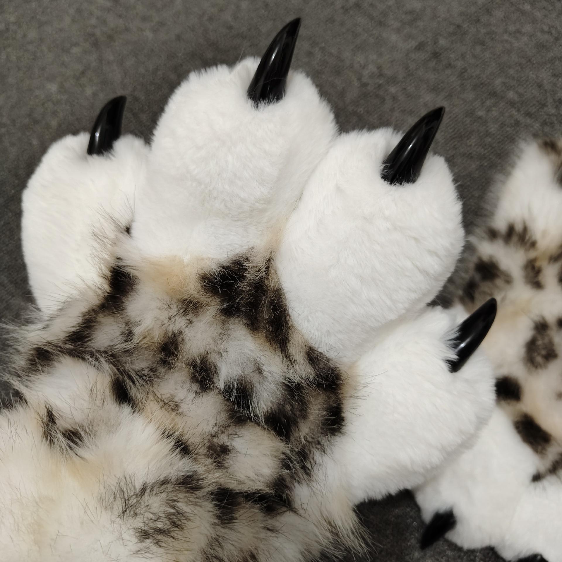 Fursuit Leopard Print Kigurumi Cat Paws Cartoon Plush Furry Cosplay Kig Costume Nail Tiger Claws Full Finger Performance Props