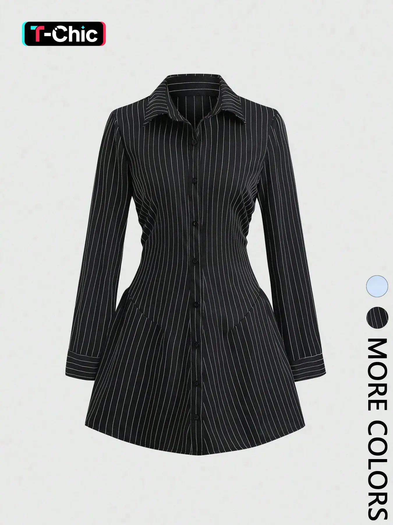 1 Piece Women Button Front Shirt Dress Set Long Sleeve Collar Ruched Waist Flare Hem Mini Dress Casual Elegant Daily Wear No Necklace