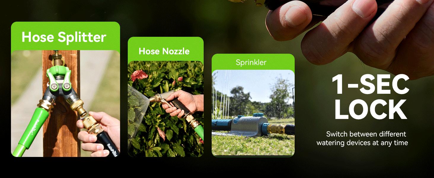 Garden Hose Quick Connectors, Heavy Duty Solid Brass 3/4 Inch GHT, Universal Leak-Proof Fittings for Easy Water Hose Connection (2 Sets)