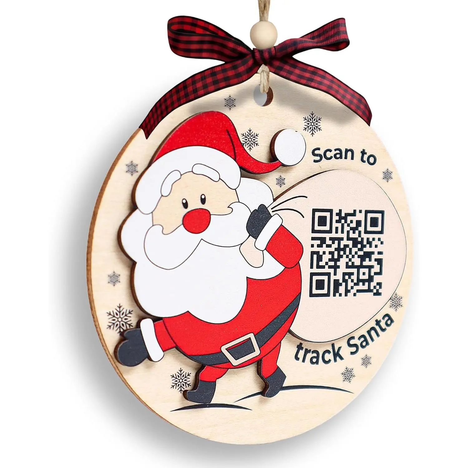 Santa Ornament, 2 Layer  with QR Code, Santa Ornaments for Christmas Tree, Funny Ornament, Funny Ornaments for Adults, Stocking Stuffers for , Gifts for Women, for Grandkids