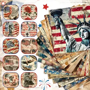 100Pcs Patriotic Independence Day Fabric Squares 3.9x3.9 Inch Precut Quilting Fabric Bundle Printed Cotton Patches for 4th of July DIY Sewing Crafts